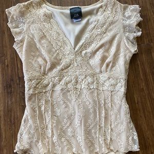 Cream lace corset style top